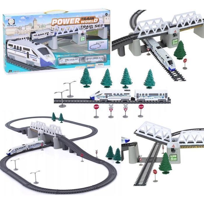 Kolejka Elektryczna Pociąg Ogromny Tor Podnoszony Most 366cm