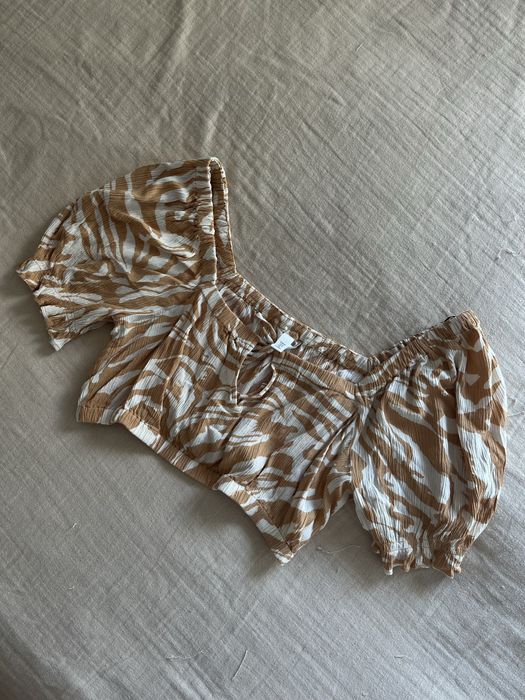 Crop top H&M beżowy