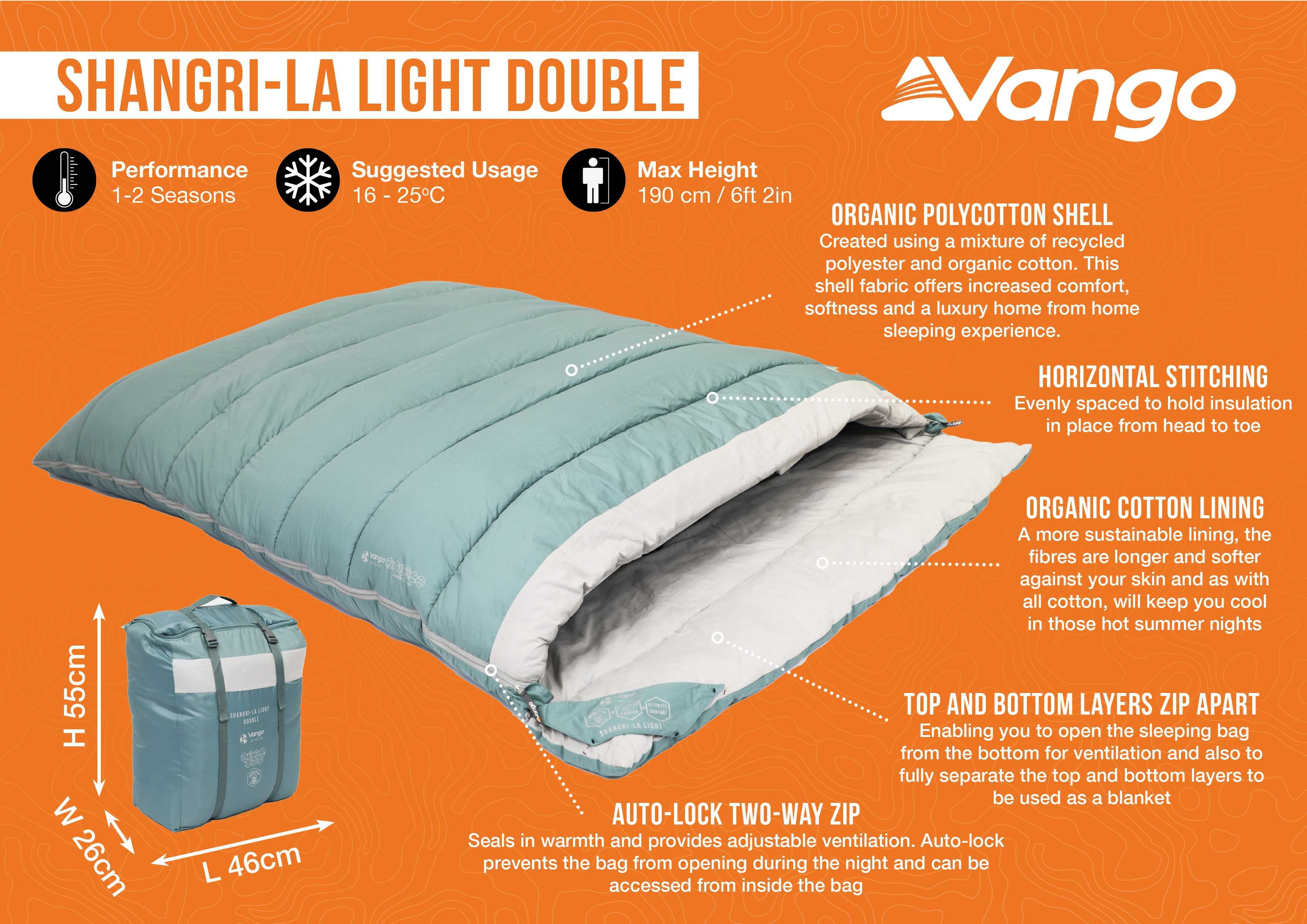śpiwór dwuosobowy bawełna Vango Shangri-la Light Double