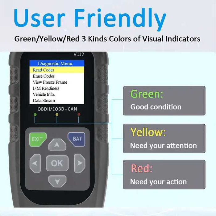 Tester diagnostyczny i napięcia skaner V119 OBD2 czytnik kodów błędów