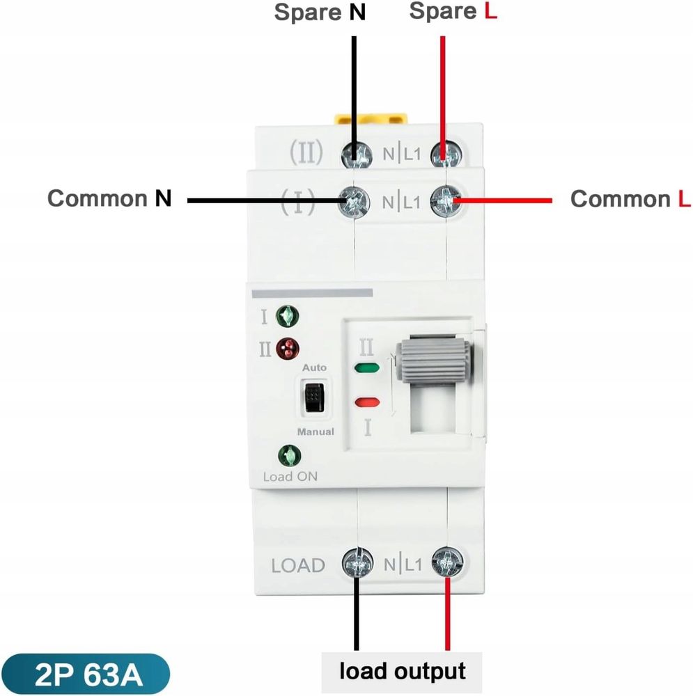 Przełącznik transferowy DEWIN, G2R 63A na szynę DIN ATS 220V