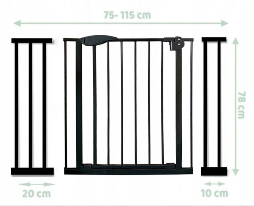 Bramka ochronna rozporowa na drzwi / schody 75–115 cm