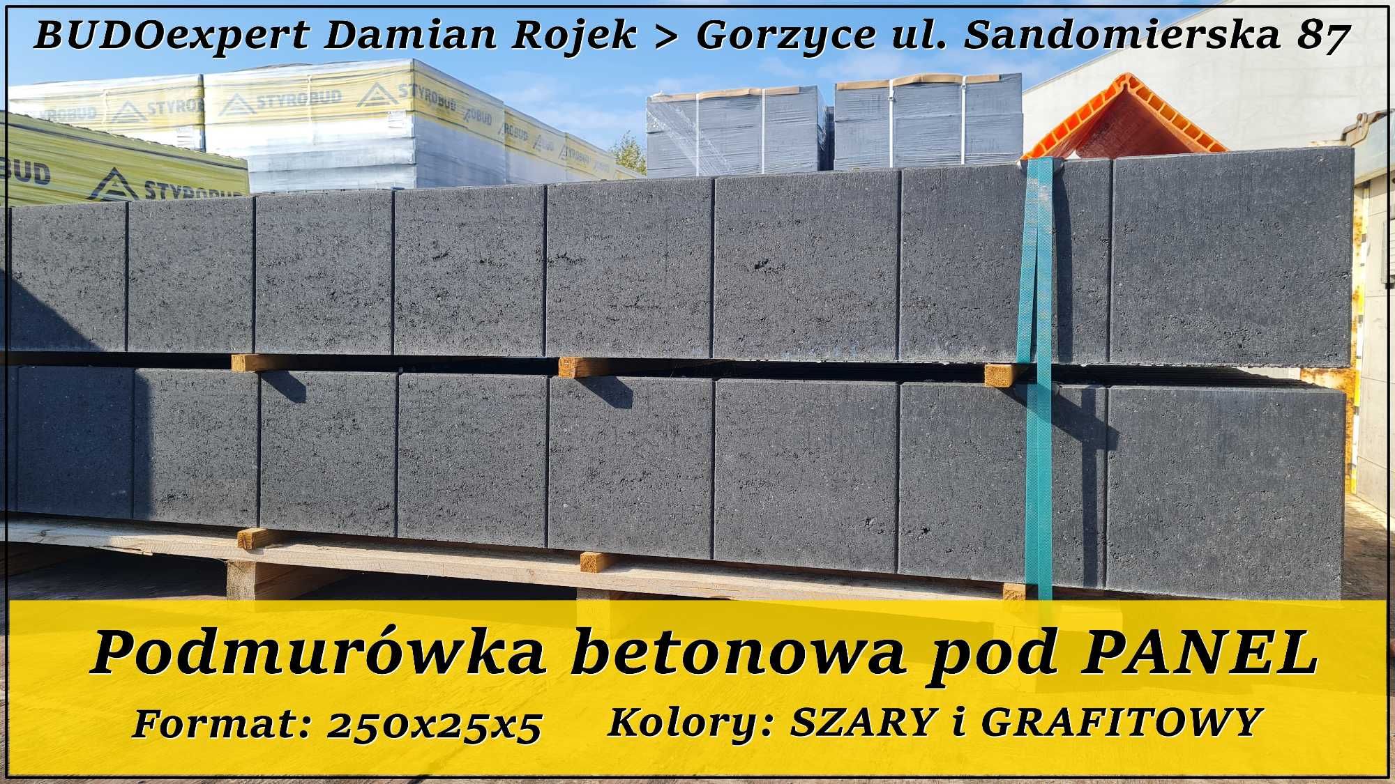 Podmurówka betonowa pod panel 250x25x5 GRAFIT deska wibroprasowana