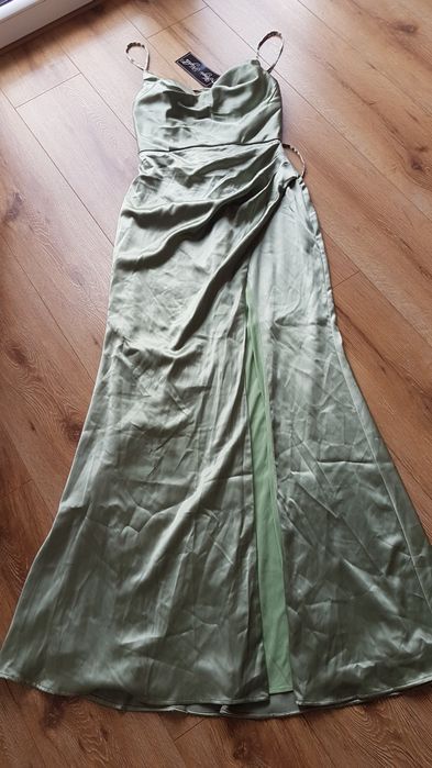 Magic Nights suknia wieczorowa z satyny w kolorze miętowym satyna 40 L