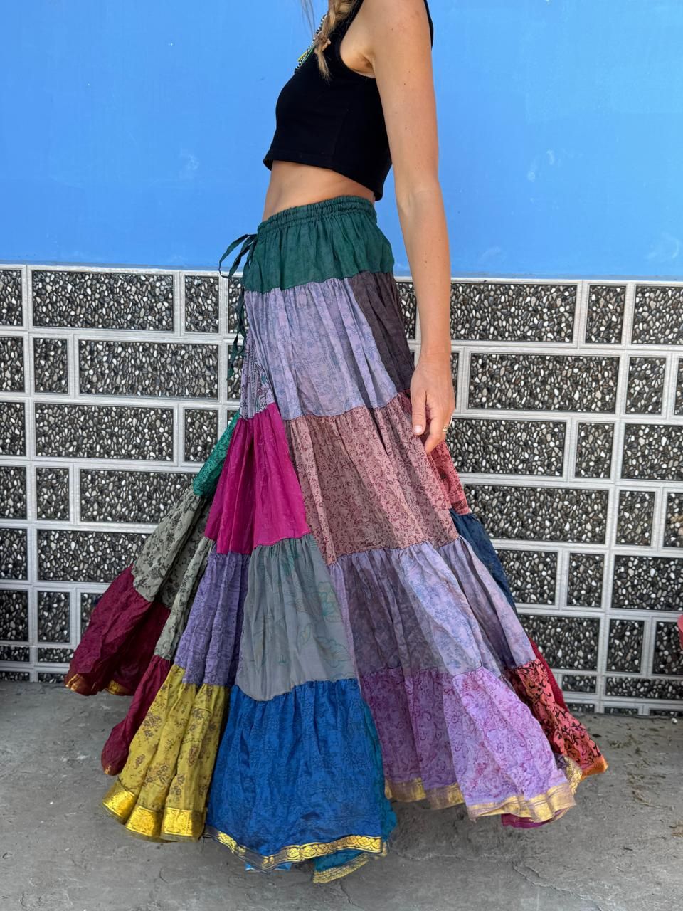 Spódnica z falbanami ATS maxi z Indii patchwork