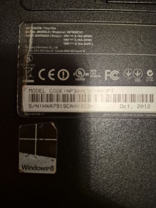 Portátil avariado Samsung np300e5c