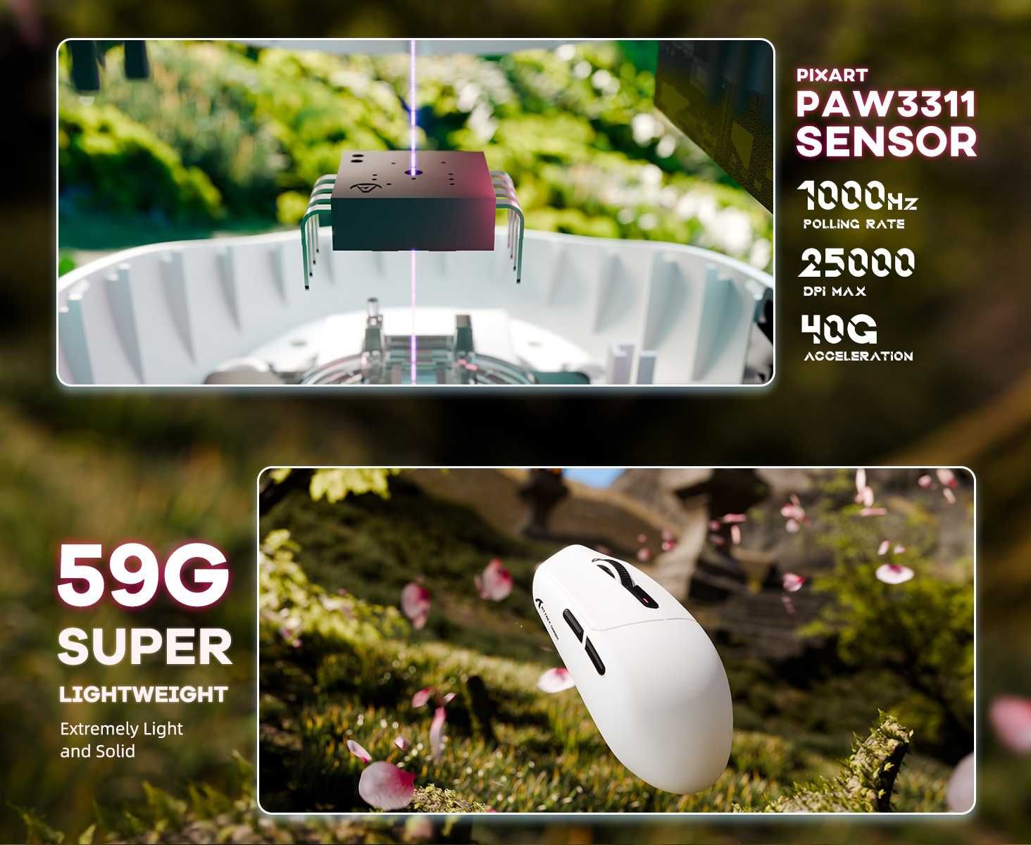 Ігрова мишка Attack Shark G3/G3PRO PAW3311 25000DPI 1000Гц White