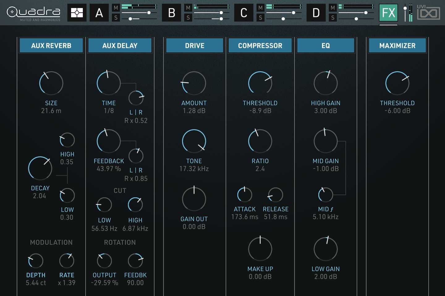 UVI Quadra - Muted and Harmonics - plugin wtyczka VST VST3 AAX ZAMIANA