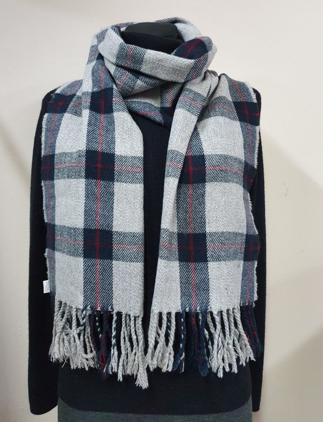 American Eagle USA elegancki szal krata unisex