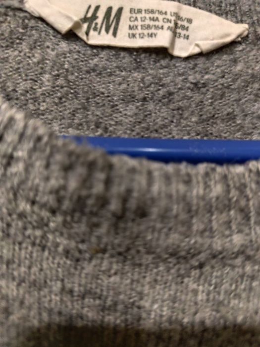 Sweter H&M szary w białe paski 158/164