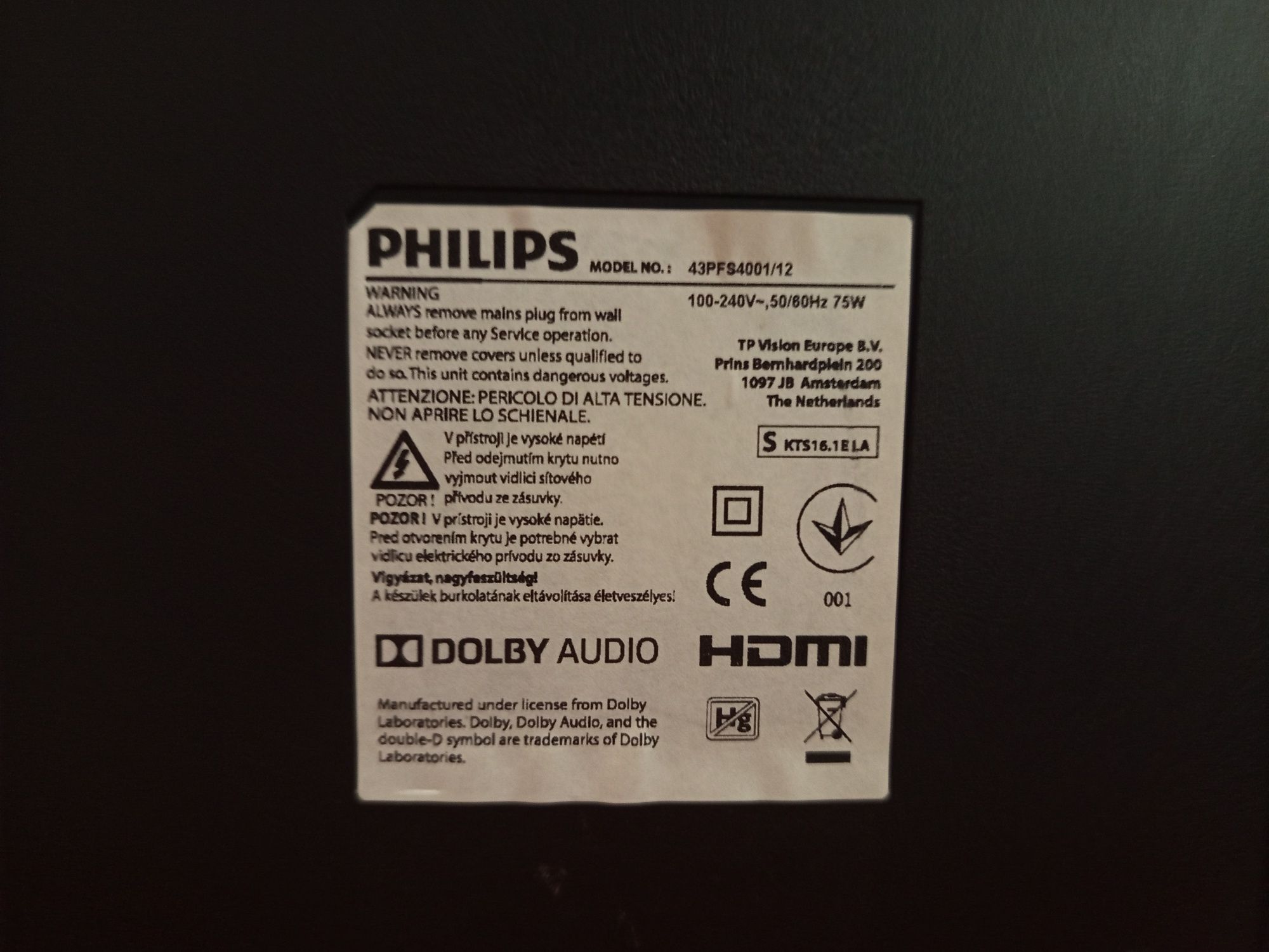 Vendo TV Philips 43