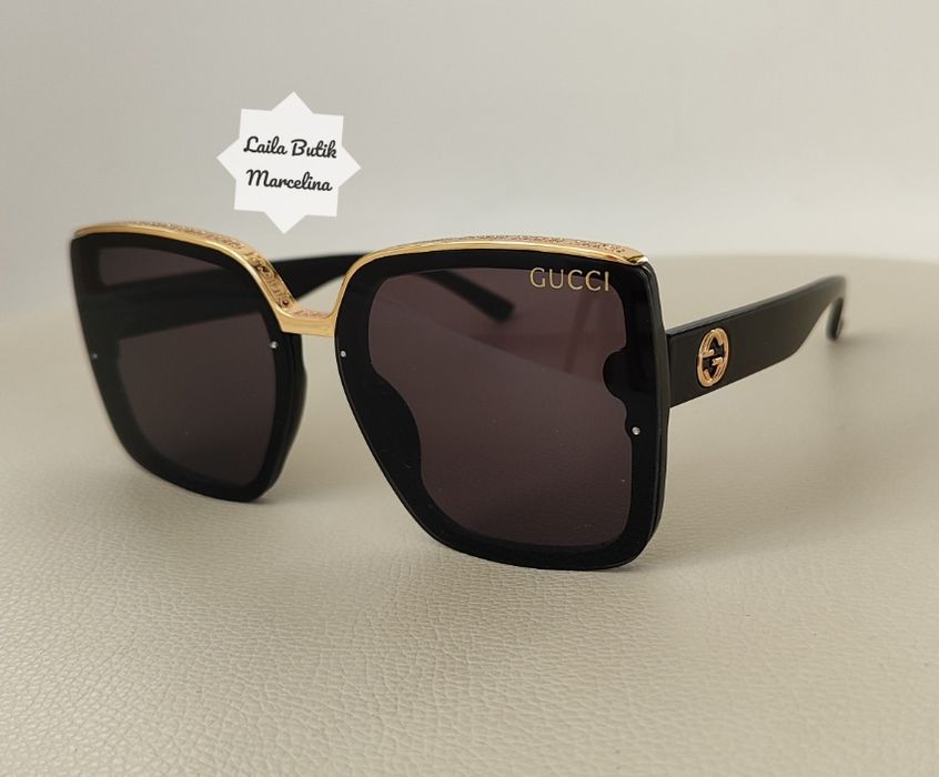 Okulary przeciwsłoneczne damskie czarne Gucci GG Guci Guczi UV400