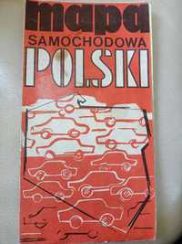Mapa samochodowa Polski PRL 1975r