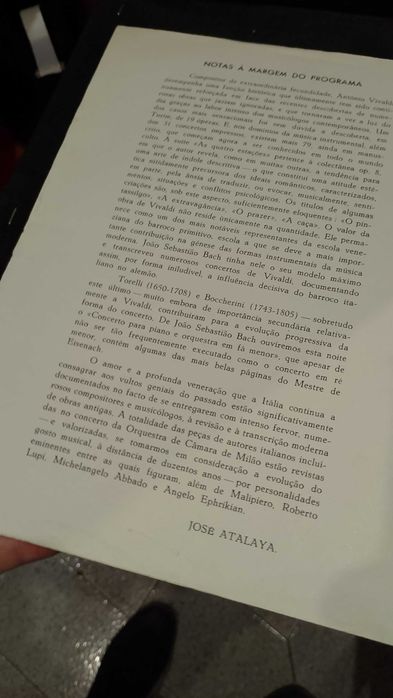Programa Orquestra de Câmara de Milão Autografado 1955