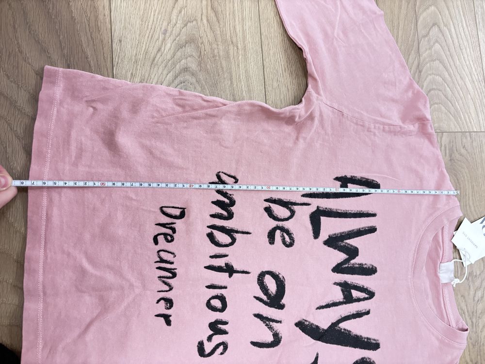 Кофта ZARA нова S котон дівчача жіноча лонгслів футболка рожева напис
