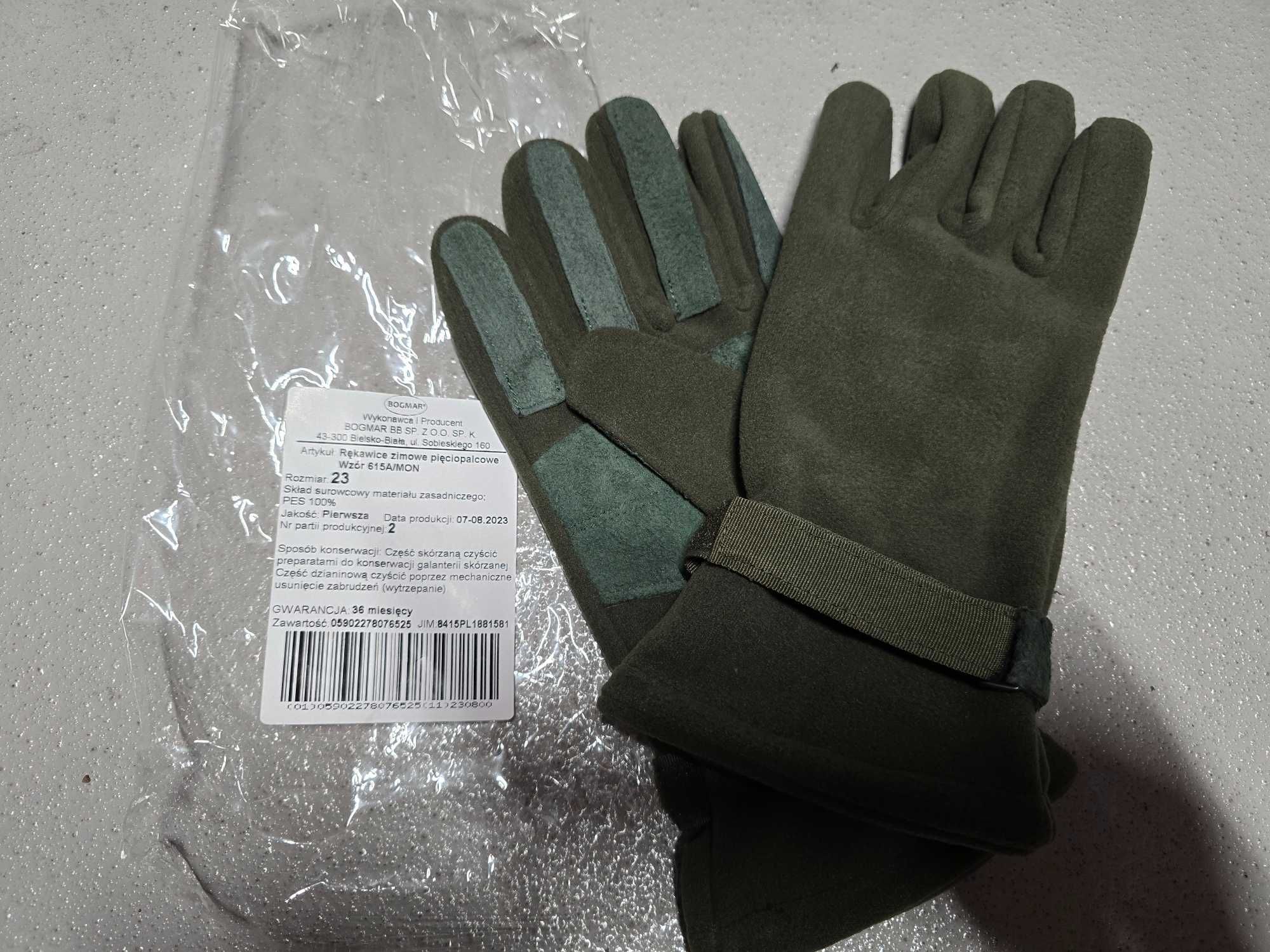 Nowe rękawice zimowe pięciopalcowe wz. 615A/MON rozm. 23 - L
