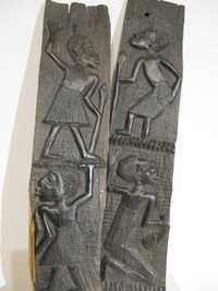 dwie płaskorzeźby hebanowe z Afryki