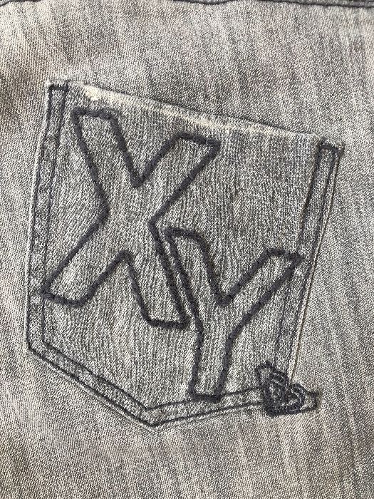Szare jeansy / dżinsy / spodnie proste niski stan z haftem Roxy