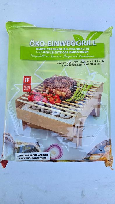 Grill jednorazowy ekologiczny przenośny turystyczny węglowy bambusowy