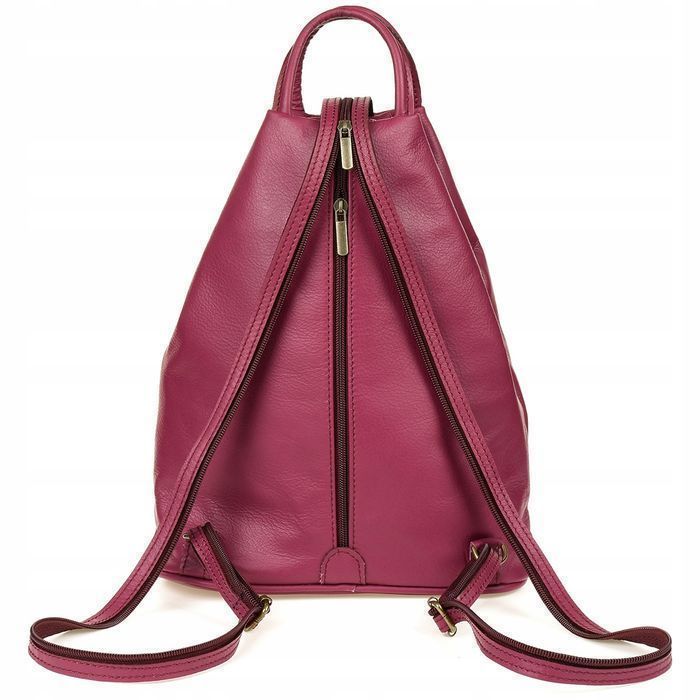 Fioletowy Vera Pelle Włoski Plecak Skórzany Damski