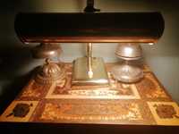 Stara mosiężna lampa gabinetowa -bankierska Art Deco