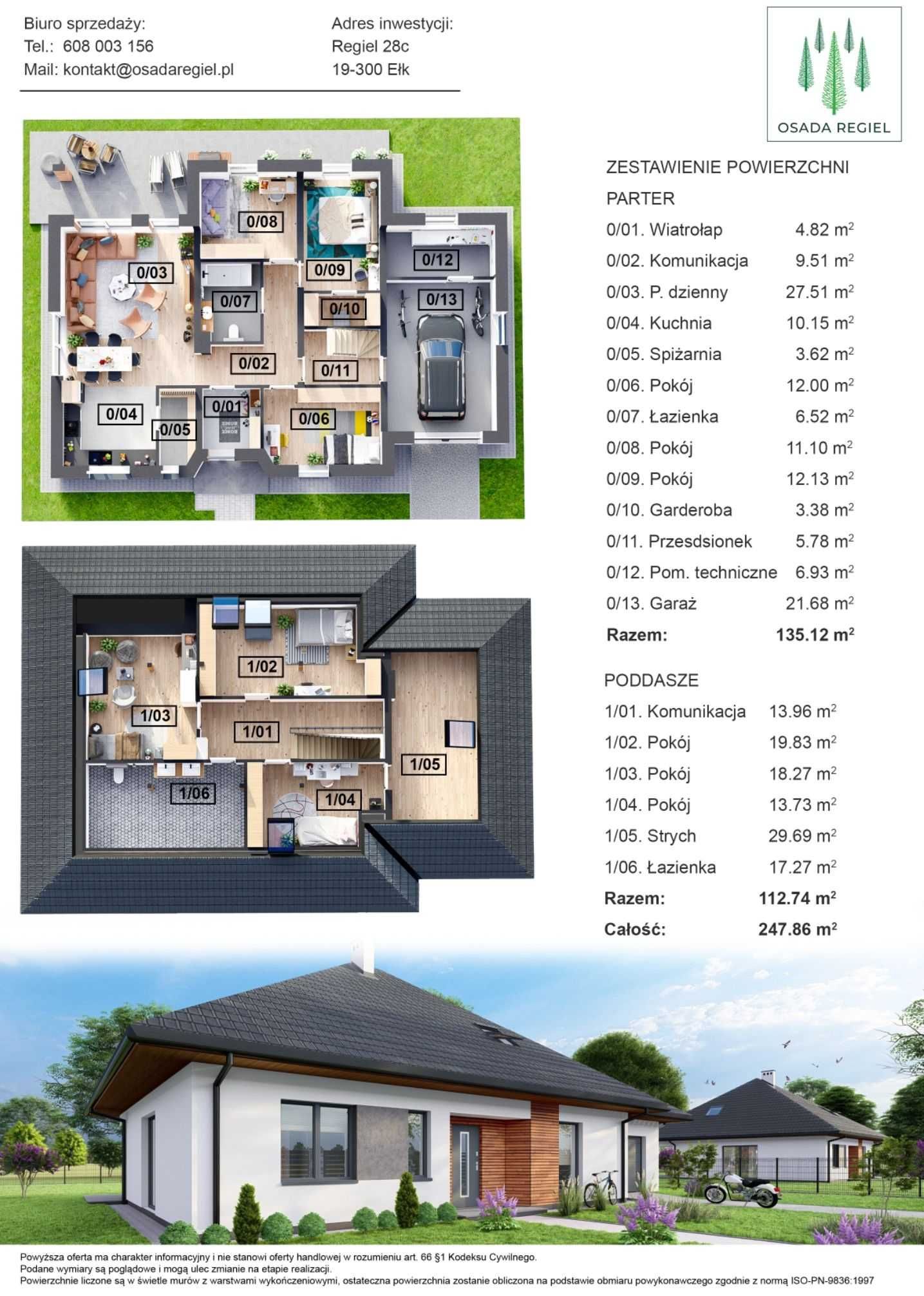 Dom 247m2 , działka 2000m2, klimatyzacja! OSADA REGIEL!