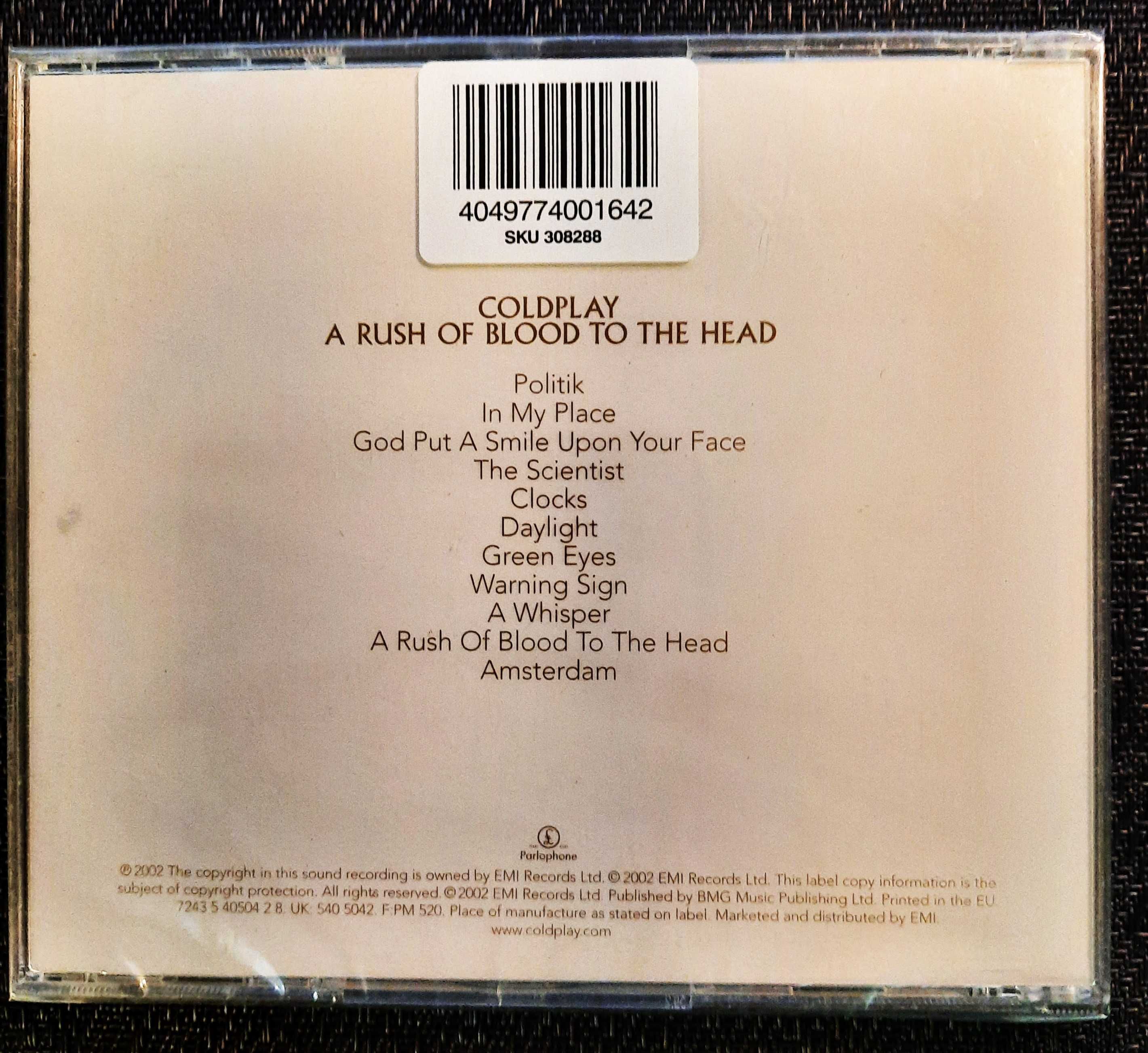 Polecam Album CD  COLDPLAY  - A Rush Of Blood To The Head