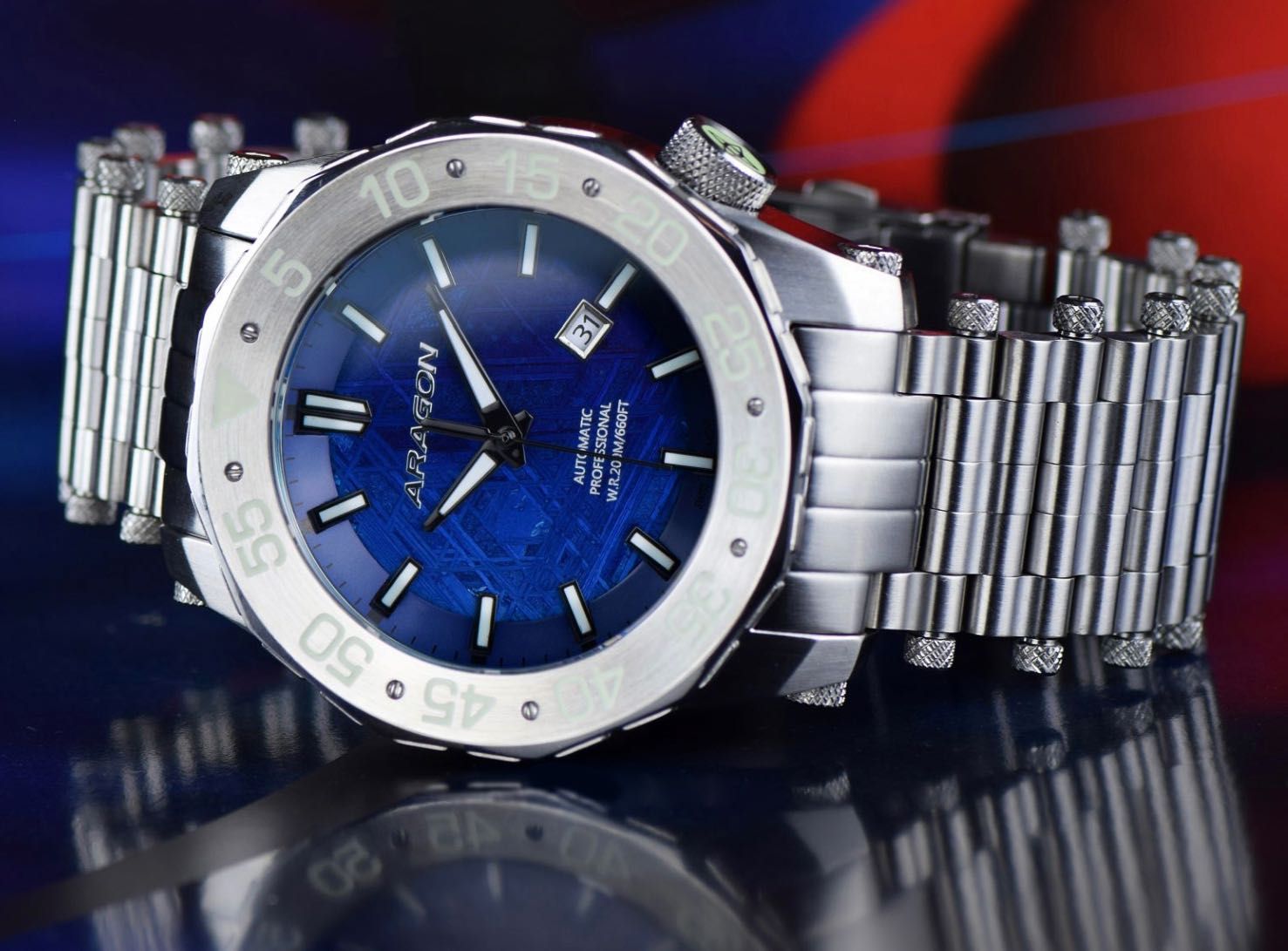 Часы ARAGON Sea Charger Meteorite Blue LE 50 mm. Swiss Automatic