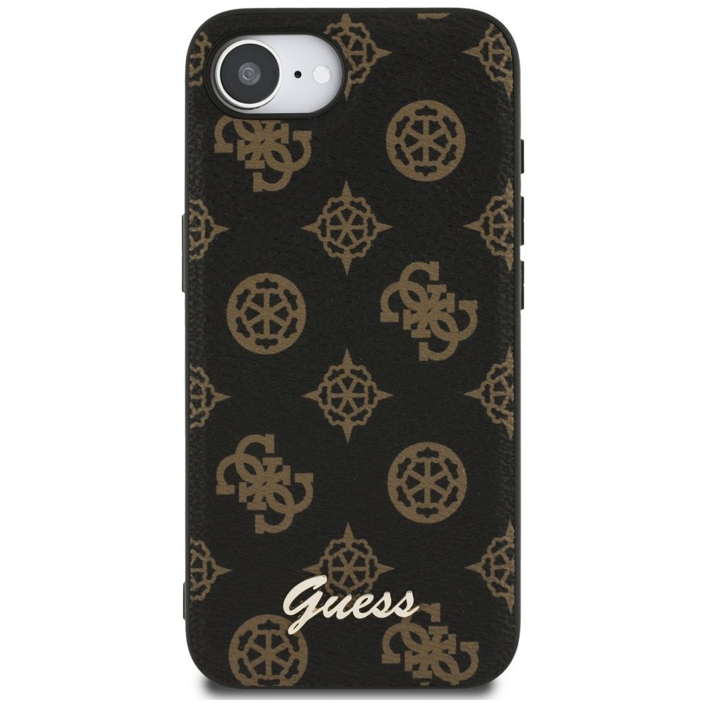 Etui Guess Peony Script Logo MagSafe do  iPhone 16e czarny