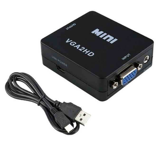Conversor VGA p/ HDMI ou HDMI p/ VGA (Video+Audio) PC/DVD/HDTV 1080P