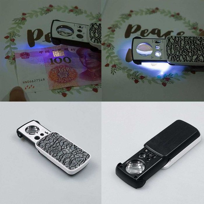 Lupa de joalheria com luz LED UV 30X 60X 90X