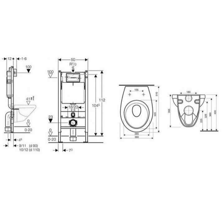 Комплект инсталляция для унитаза 4 в 1 Duofix Pro 20 Geberit