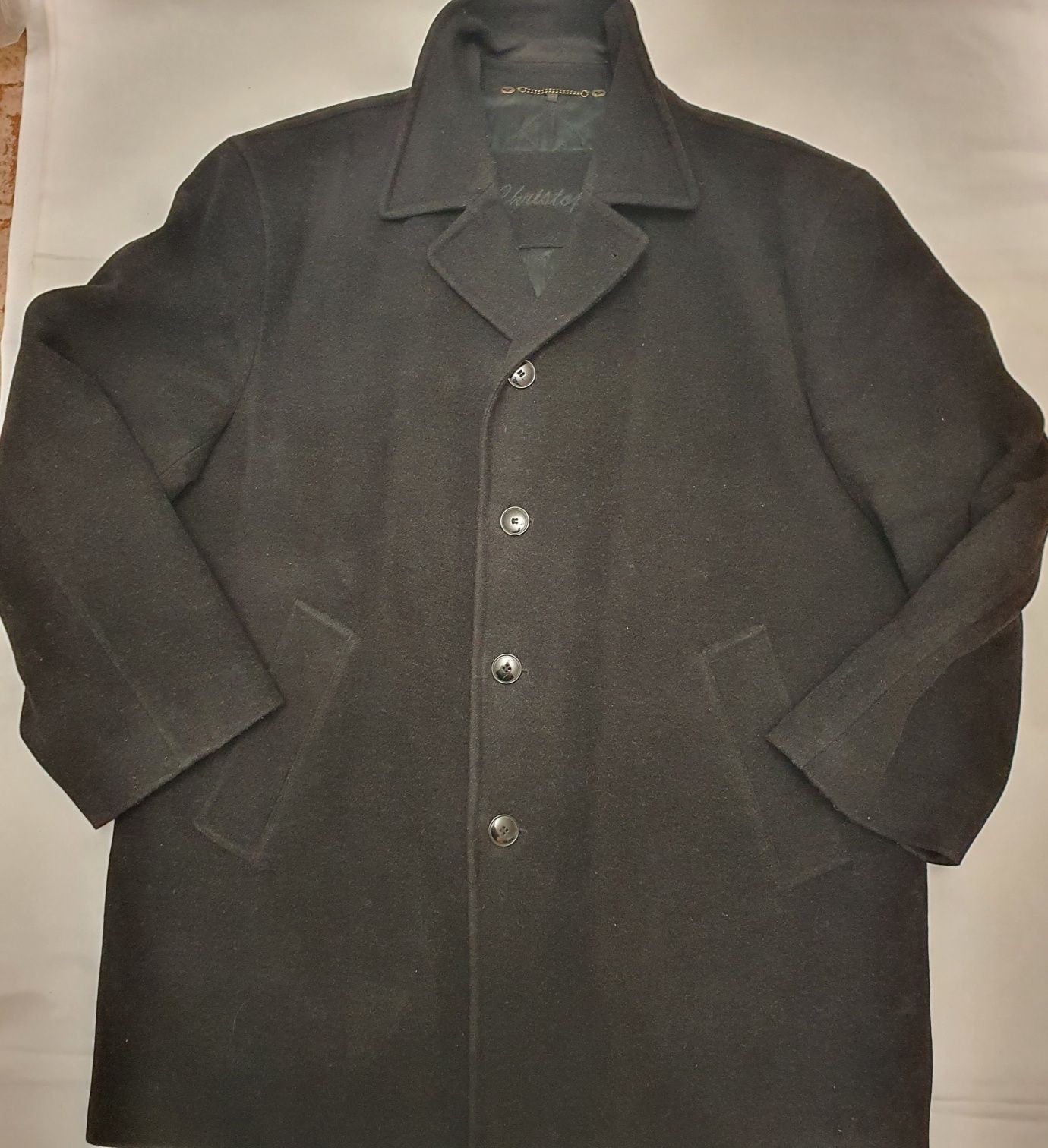 CHRISTOPH - Płaszcz wełniany z kaszmirem czarny roz XL