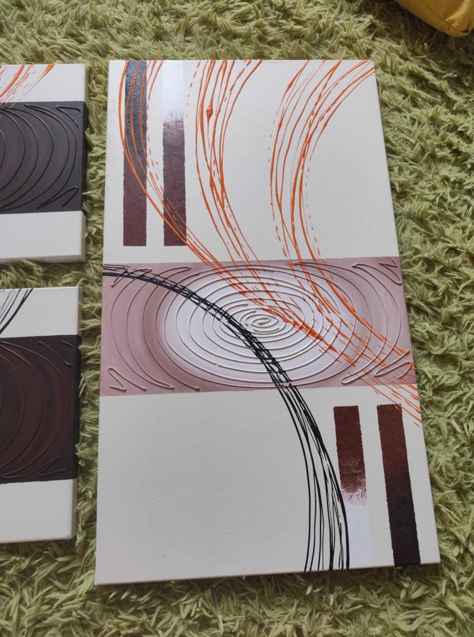 4 duże oprawione obrazy obraz do biura, salonu, abstrakcja zestaw