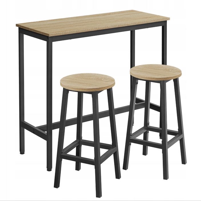 Stół Kuchenny Barowy NOWY + 2 Taborety - Sonoma