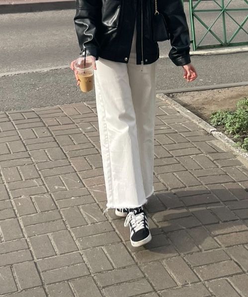 Білі джинси MANGO широкі прямі