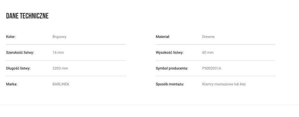 Listwa przypodłogowa Barlinek P50 Jesion lakier biały 2,2 m