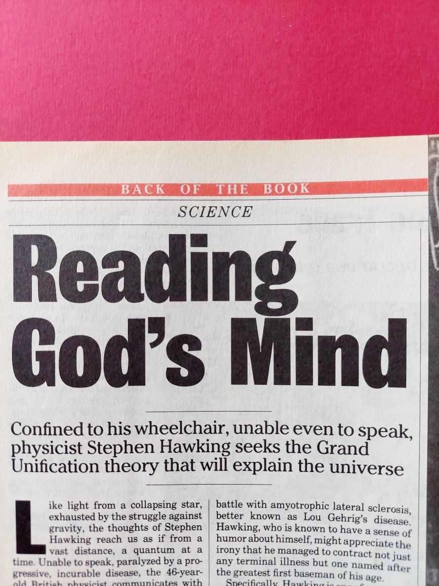 Stephen Hawking / Newsweek 1988