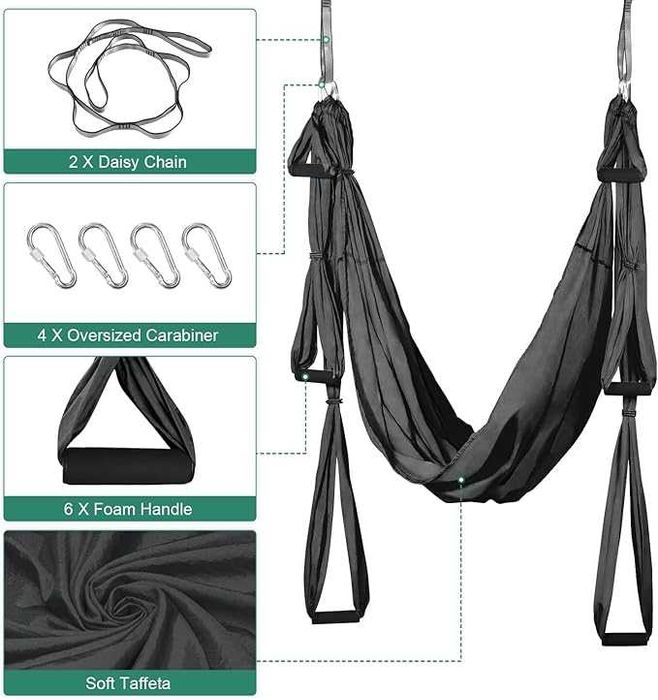 Leogreen Zestaw do jogi powietrznej, hamak do jogi,