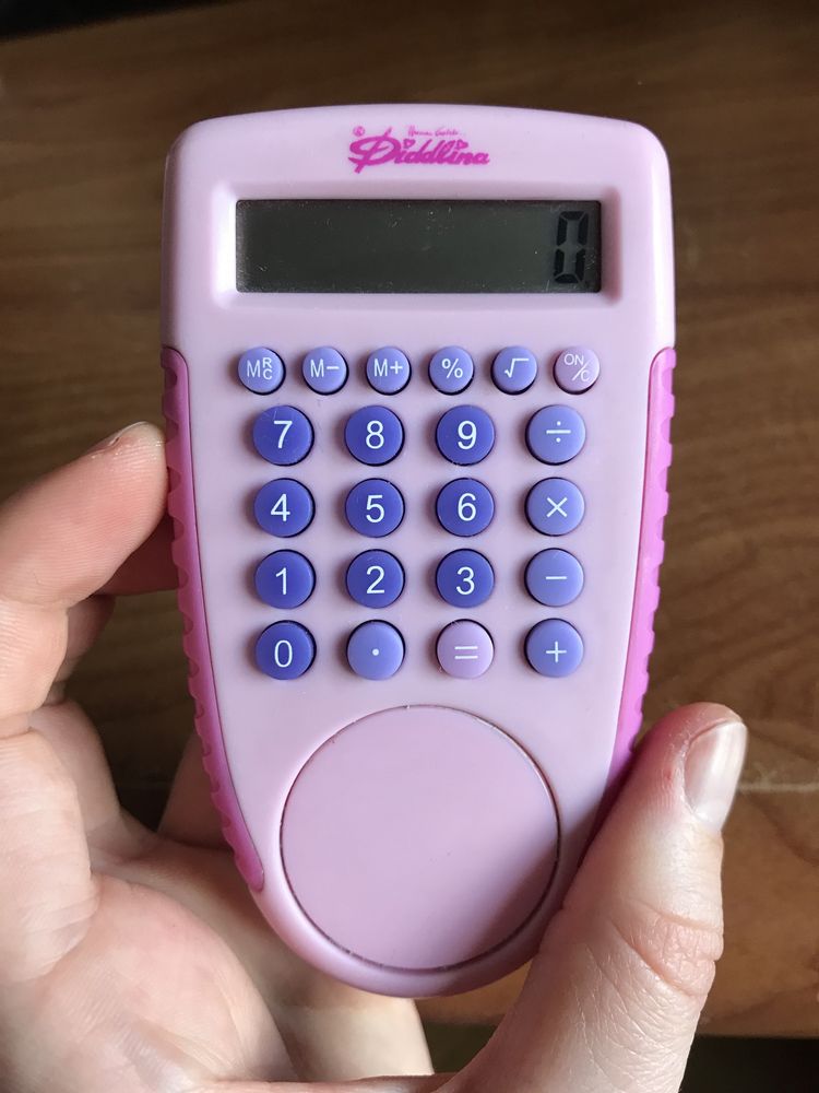Kalkulator diddle różowy z miejscem na naklejkę