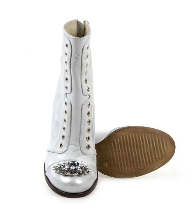 Buty botki srebrne kamienie rozmiar 38 skóra naturalna
