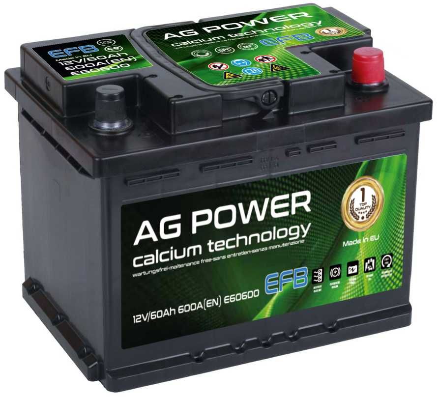 Akumulator AG POWER efb 12v 60ah 600a P+ Radom WYSYŁKA free