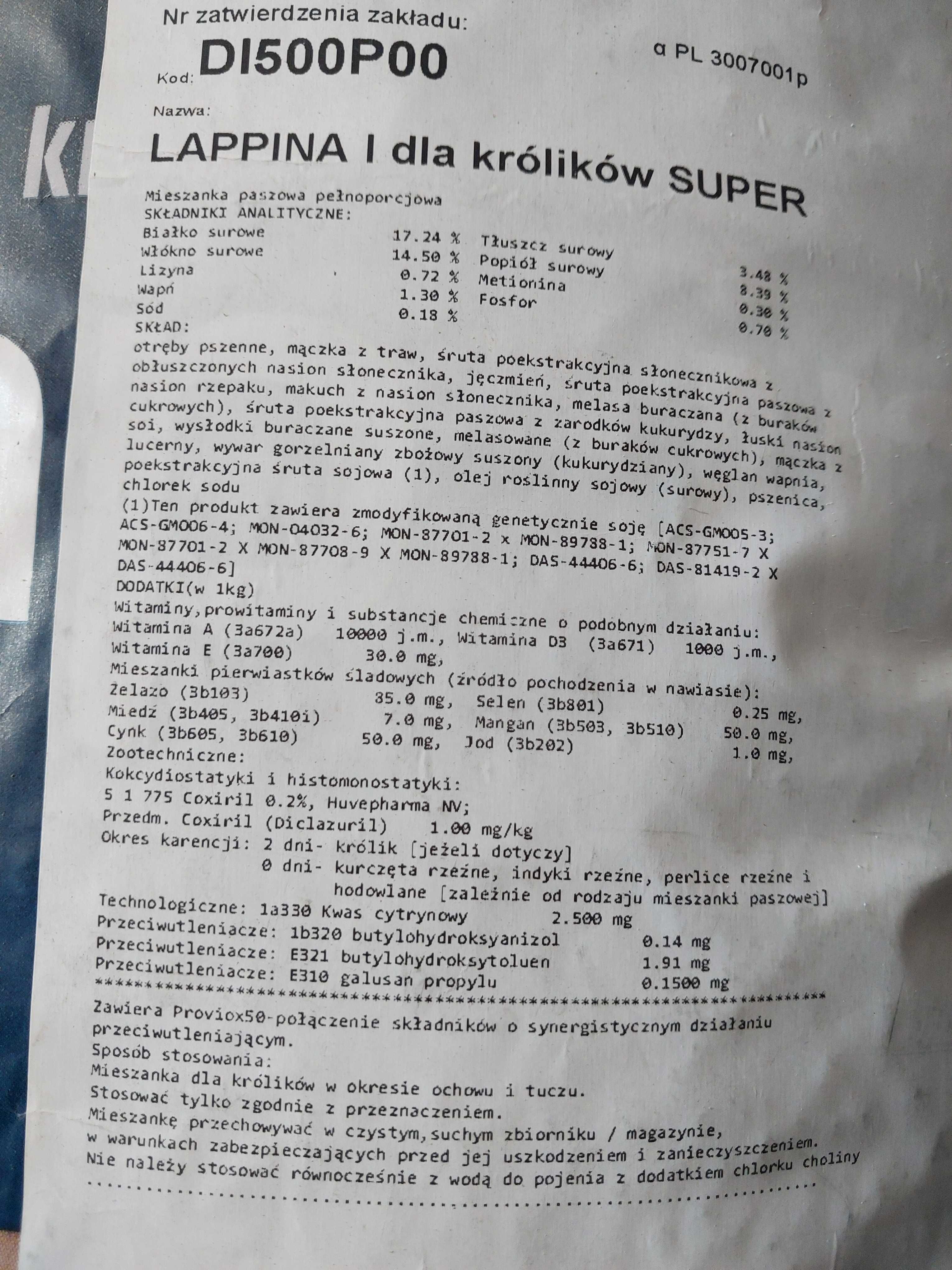 Karma Lappina 1 dla królików