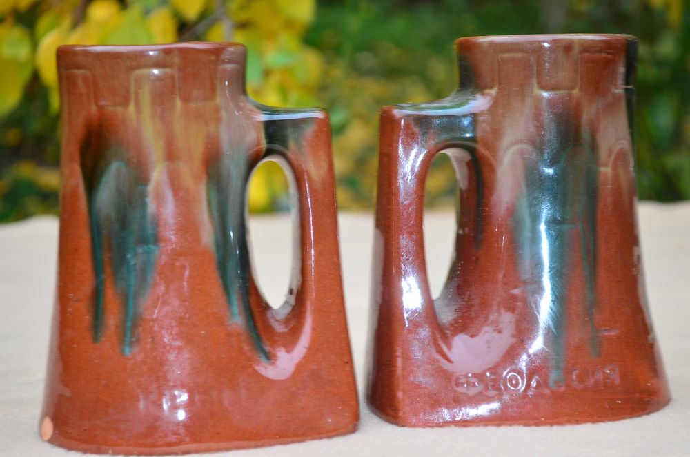 цена за 2 Феодосия Крым кружки майолика СССР глиняные керамические