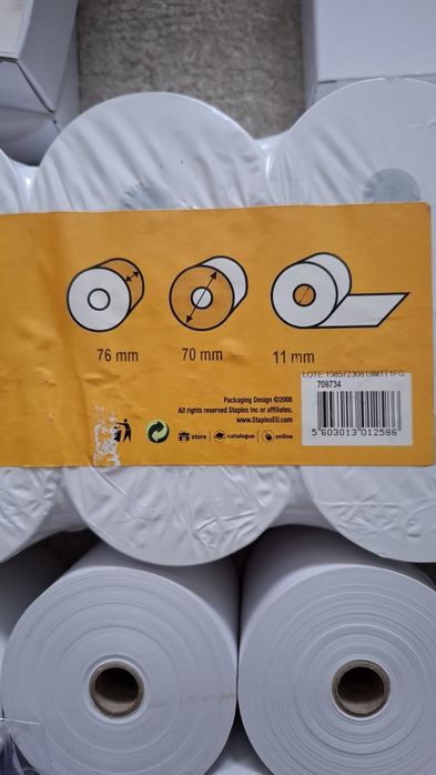 Rolos e toner para impressora de talões