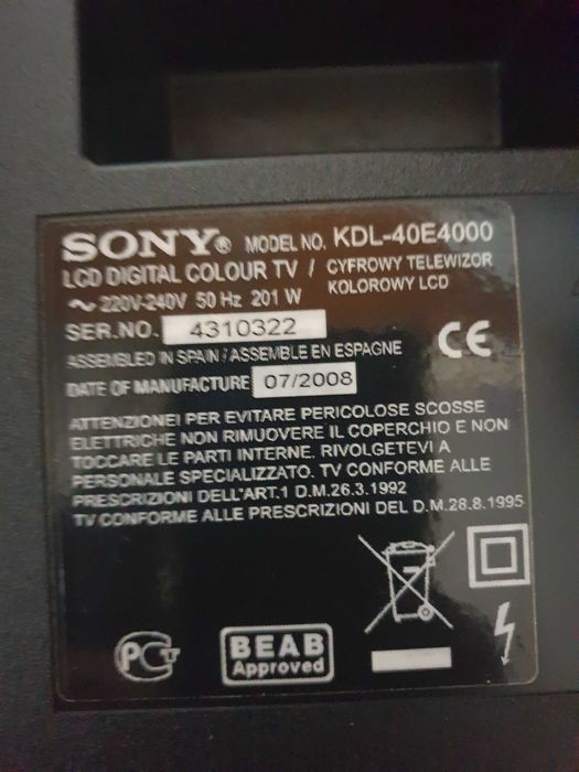 TV Sony Bravia KDL-40E 4000