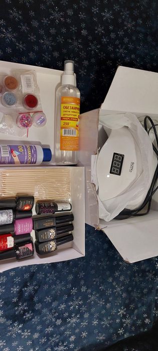 Набор лампа для маникюра Sun one 48W лаки втирки