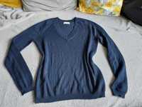 Sweter wełniany, granatowa 50%wool xs oversize