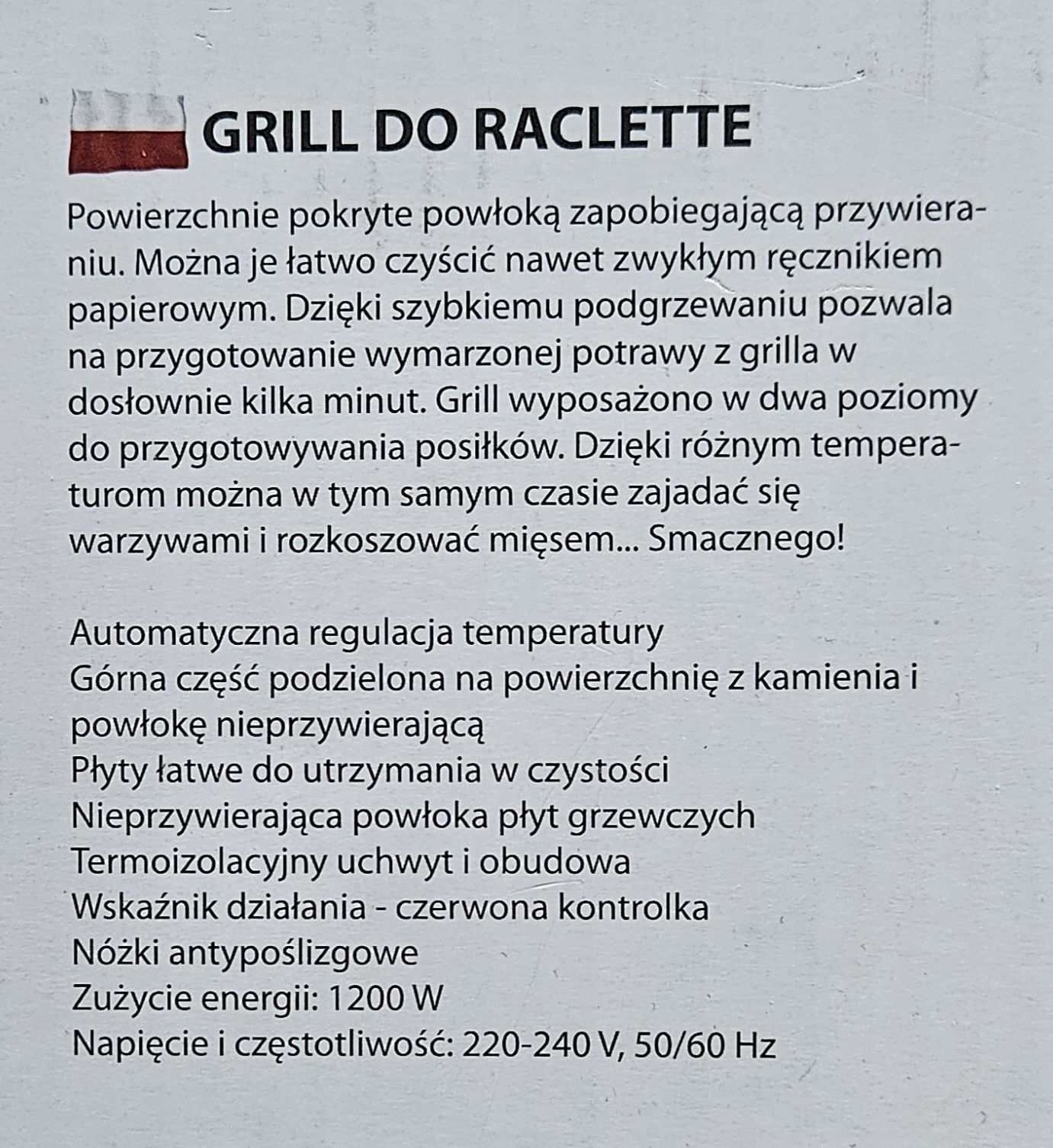 Grill elektryczny RACLETTE 1200W