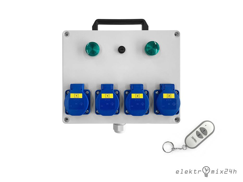 Rozdzielnica przenośna sterowana pilotem, gotowa, gniazda 4x16A 230V